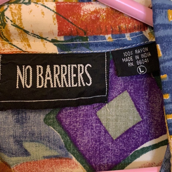 No Barriers - Vintage - Funky Collage Abstract Pattern Casual Button Down - Picture 3 of 4